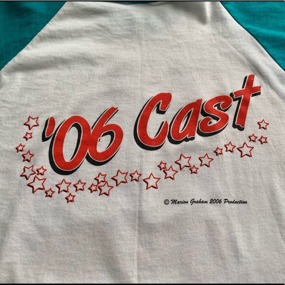 GREASE The Musical ‘06 Cast Baseball-Style Shirt White Teal Blue - Picture 5 of 8